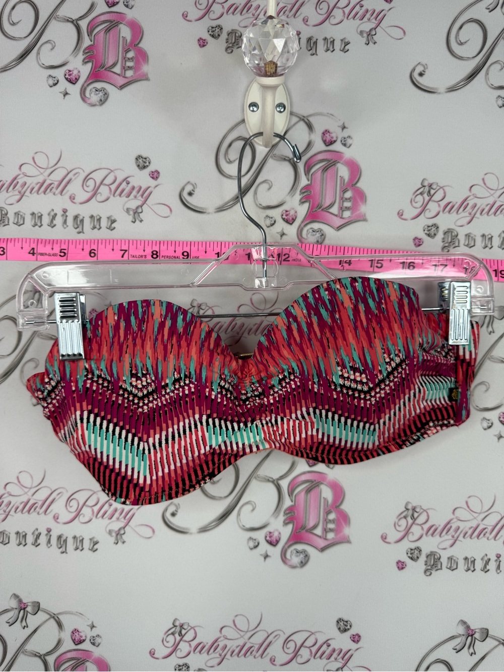 La Vie En Rose aqua bikini Strapless Bikini Top in Magenta, Teal & Coral Pattern